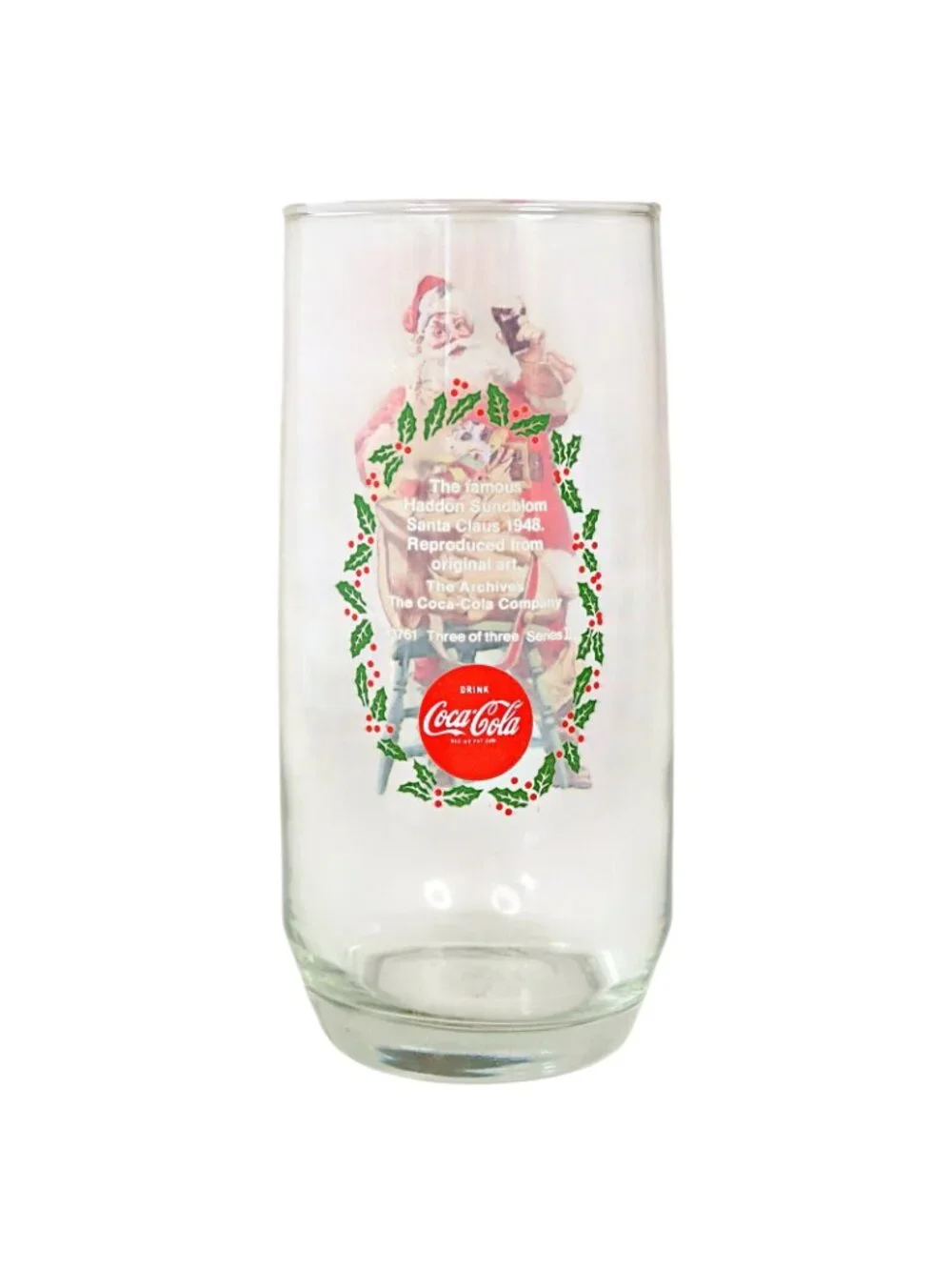 Coca-Cola Collector Glass, Haddon Sundblom Santa Claus, 1976 Series II Design #3